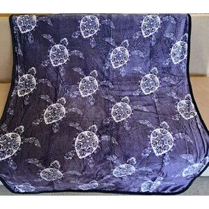 New Blue Sea Turtle Plush Fleece Throw Gift Blanket Sherpa Turtles Ocean Life